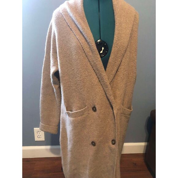 J. Crew Tan Double Breasted Button Long Cardigan, size M - Picture 1 of 6
